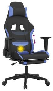 Sedia da gaming vidaXL con funzione massaggio e poggiapiedi, tessuto nero e blu