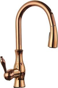 Rubinetto da cucina, design estraibile, comando monocomando, oro rosa