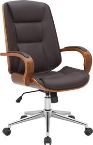 Sedia da ufficio direzionale - Sedia in pelle - Comfort ergonomico, design | Colore: noce/marrone
