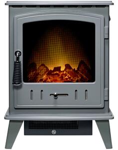 Adam Aviemore caminetto elettrico in smalto grigio,stufe elettriche per soggiorno e interni,caminetto elettrico con fiamme LED, termica 0,9– 1,8kW