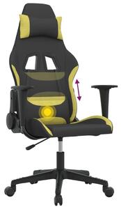 Sedia da gaming vidaXL con funzione massaggio, tessuto nero e verde chiaro