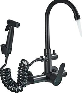 Rubinetto da cucina, acciaio inossidabile 304, miscelatore caldo-freddo, nero