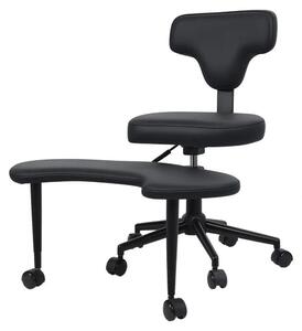 Sedia da ufficio a gambe incrociate, design ergonomico, supporto lombare, nero