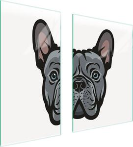 Piastre copri fornelli 2 pezzi 75x52 Vetroceramica copri piano cottura vetro tagliere cane grigio