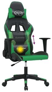 Sedia da gioco con funzione massaggio in ecopelle nera e verde