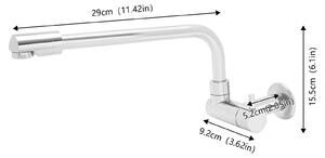 Rubinetto da cucina - Rubinetto a parete - Miscelatore - Bocca orientabile - Ottone - Acqua calda/fredda - 29×9,2×15,5 cm - Grigio chiaro