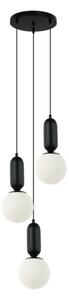 Lampada a sospensione in vetro nero con sfere bianche ALDEVA Italux PND-02340-3S-BK