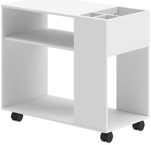 HOMCOM Tavolino da Salotto con Ruote, Vani Aperti, Ripiano e Scomparto, 70x36x60 cm, Bianco | Aosom Italy