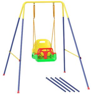 Altalena da Giardino per Bambini Trasformabile 3 in 1 Telaio in Metallo Verde