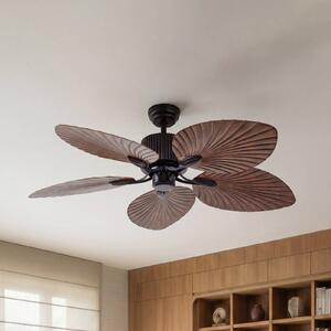 Ventilatore da soffitto Lucande Silvaris Ø 132 cm effetto legno, DC, silenzioso, Legno scuro, Soggiorno / Sala da pranzo, Plastica, Scandinavo