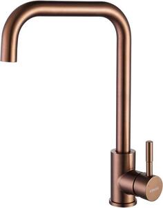 Rubinetto da cucina in acciaio inossidabile resistente alla ruggine con braccio girevole a 360 gradi, rubinetto da cucina a getto alto, lega dorata