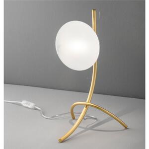 Lampada da Tavolo, Abat-Jour struttura in metallo Oro Satinato MODELLO DOLCE Dimensioni 15xh 16 cm G9 1x Max 25 Watt 0,52 kg Diffusore in vetro bianco satinato