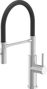 Rubinetto miscelatore da cucina QUADRON ANDY SteelQ Rubinetto miscelatore 360°, colore: acciaio, altezza: 46 cm Funzione QFix, rubinetto da cucina rotante in acciaio inox