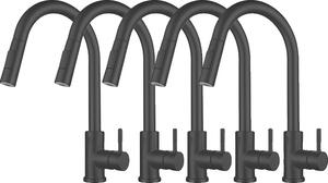 Rubinetto da cucina OXG, funzione spray estraibile, acciaio inox resistente, nero 5 pezzi