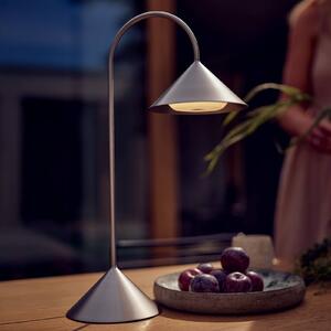 FRANDSEN Lampada da tavolo LED ricaricabile Grasp, acciaio inossidabile, dimmerabile, Alluminio / Grigio / Zincato, Acciaio Inox, Design