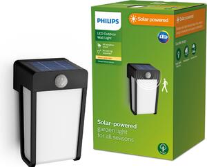 LED SHROUD 2,3W 2700K 250lm IP44 nero Philips lampada solare da parete con sensore di movimento