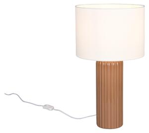 Lampada da tavolo, Vetroceramica moka, tessuto beige, H 51 cm
