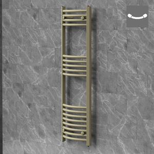 Asciugamani radiante LuxeBath Sahara, 400x1200 mm, beige. Radiatore per bagno con attacco laterale, asciugamani radiante curvo, porta asciugamani, radiatore da parete per bagno