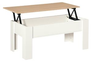 HOMCOM Tavolino con piano sollevabile, tavolino da soggiorno con spazio di archiviazione nascosto, stile moderno, per soggiorno, ufficio, 100x50x45cm, bianco | Aosom Italy
