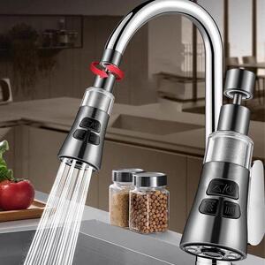Filtro per lavastoviglie da montare sul rubinetto della cucina, girevole. Dispone di tre livelli di regolazione dell'altezza dell'acqua e ruota a 360°, ideale per cucine familiari e lavelli di appartamenti — grigio