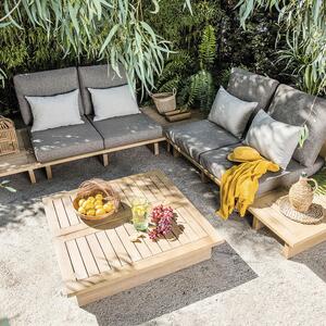 Divano da giardino con cuscino Thai 2 posti in acacia, seduta in legno
