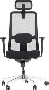 Sedia da ufficio girevole ergonomica XELO/M, base cromata, braccioli regolabili, seduta scorrevole (avanti-indietro), nero