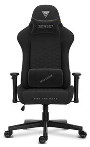 SENSE7 Spellcaster SENSHI Sedia da gaming in tessuto nero - Sedia da ufficio ergonomica, sedia da scrivania, sedia da gaming, portata 150 kg, braccioli 2D, poltrona direzionale