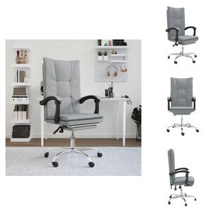 VidaXL Sedia da ufficio con funzione reclinabile in tessuto grigio chiaro - Sedie da ufficio