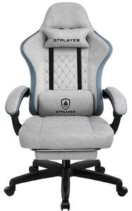 LUCKRACER Sedia da gioco con poggiapiedi Sedia da ufficio ergonomica con cuscino lombare regolabile, sedia da gioco con poggiatesta, regolabile in altezza, grigio