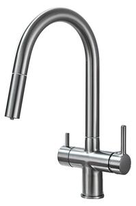 Rubinetto da cucina, design a due maniglie, rotazione di 360 gradi, funzione acqua calda e fredda, rubinetto da cucina