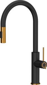 QUADRON JENNIFER Q LINE SLIM SteelQ, miscelatore da cucina 360°, miscelatore da cucina in acciaio inox, colore: nero, altezza: 46 cm, rubinetto da cucina