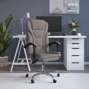 The Living Store Sedia da ufficio con funzione reclinabile Tessuto Taupe