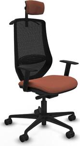 Sedia da ufficio Piqueras y Crespo modello D036N2H, colore marrone e nero