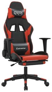 Sedia da Gaming con Poggiapiedi Nero e Rosso in Pelle finta
