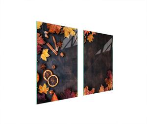 Piastre copri fornelli 2 pezzi 75x52 Vetroceramica copri piano cottura tagliere in vetro foglie d'autunno