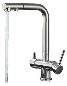 Rubinetto da cucina a soffitto, doppio supporto, orientabile a 360 gradi, nichel spazzolato