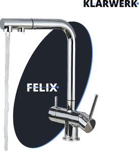 Felix | Rubinetto estraibile Premium a 3 vie in cromo | rubinetto da cucina con osmosi in acciaio inox | rubinetto - 360 gradi | filtro 3 attacchi