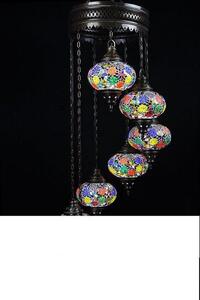 Lampada turca con 5 sfere colorate – Lampada orientale con mosaico realizzata a mano per una luce suggestiva