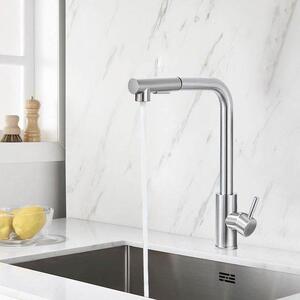 Rubinetto da cucina flessibile in acciaio inossidabile con beccuccio orientabile a 360 gradi e funzione di apertura/chiusura