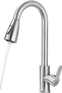 Rubinetto da cucina, doccetta estraibile flessibile, design monocomando, nichel spazzolato