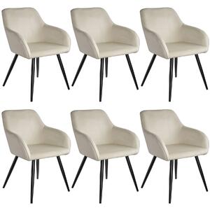 Tectake sedia marilyn effetto velluto, gambe nere