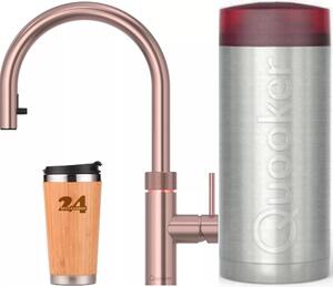 "QUOOKER Flex COMBI B bocca estraibile Copper Rose' PVD & rubinetto 100°C (22XRCO)" Miscelatore per lavello con funzione di acqua bollente a 100°C Inclusa tazza termica