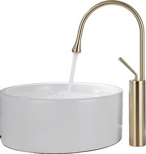 Rubinetto per lavabo, struttura in ottone, design monocomando, finitura oro lucido