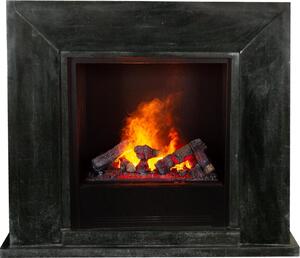 Caminetto a vapore acqueo Xaralyn - Nero EC6-SBP - pietra naturale lucida nera - con telecomando - caminetto elettrico Opti-Myst - caminetto da incasso incluso - caminetto decorativo