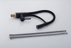 Rubinetto da cucina, 44 cm, oro, 360°, bocca girevole, Pelican Black Pure