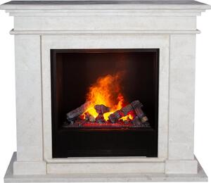 Caminetto a vapore acqueo Xaralyn - Kos EC6-SWU - pietra naturale bianca - con telecomando - caminetto elettrico Opti-Myst - caminetto da incasso incluso - caminetto decorativo