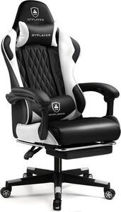 GTPLAYER sedia da gioco sedia da gioco, sedia da ufficio ergonomica con poggiapiedi, poltrona da gioco 150 kg di portata, poggiatesta e supporto lombare bianco