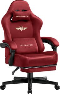 GTPLAYER sedia da gioco Poltrona da gioco ergonomica Sedia da scrivania Sedia da ufficio con superficie in tessuto Cuscino di seduta a molla, braccioli di collegamento, con poggiapiedi