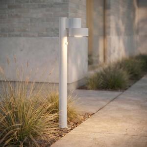 Lampione a LED Lucande Elune, grigio chiaro, con sensore, IP44, 77 cm Elune, Alluminio / Grigio / Zincato, Alluminio, Moderno