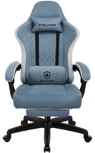 LUCKRACER Sedia da gioco con poggiapiedi Sedia da ufficio ergonomica con cuscino lombare regolabile, poggiatesta Sedia da gioco, regolabile in altezza Azzurro